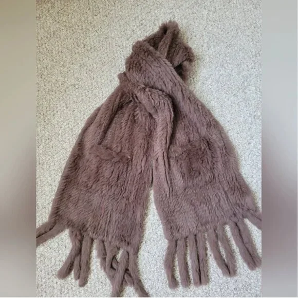 Real Fur scarf Shall Brown with pockets